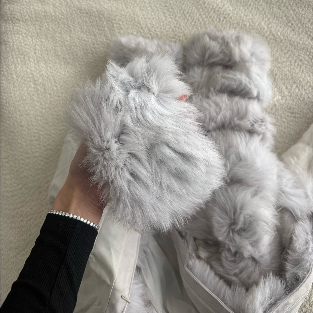 Luxurious Faux Fur head hat piece in Light Gray